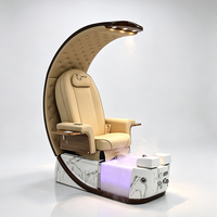 Chaise de pédicure électrique de luxe moderne avec massage tactile humain, équipement de salon de manucure haut de gamme, chaise de spa pour les pieds en forme de lune avec vapeur