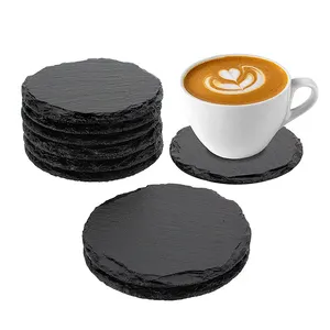 Custom Black Personalised Slate Stone Round Square Heart Coasters For Drinks
