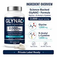 GlyNAC Vegane Kapseln für Nahrungsergänzungsmittelmarken mit Glycin NAC Wellness-Formel Private Label OEM Großhandelslieferung Sofort Verfügbar