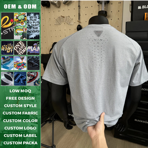 เสื้อยืดผู้ชายแบบแห้งเร็ว ลายฉลุเลเซอร์ ระบายอากาศได้ดี ทรงหลวม แขนเสื้อแบบแร็กแลน เหมาะสำหรับเล่นกีฬาและสวมใส่ลำลองในฤดูร้อน - Product Image 1