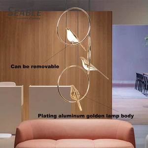 Nordic home live room <span class=keywords><strong>fancy</strong></span> light bird chandelier gold shell decor modern led pendant hanging light bird chandelier - Product Image 4