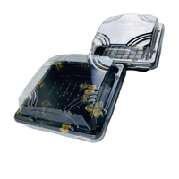 Boîtes pliantes carrées en plastique PET transparent de haute qualité jetables HYX-1100 pour l'emballage de sushis, de pain, de sandwichs, de salades, personnalisables