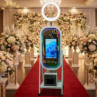 Photomaton portable prêt à l'emploi avec éclairage RGB, logiciel gratuit de haute qualité, écran tactile 21,5 pouces, machine à photomaton miroir magique
