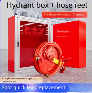 Enrouleur de tuyau d'incendie portable, tuyau en caoutchouc de 25 mm pour incendies de classe A et B, armoire rouge incluse - Product Image 4