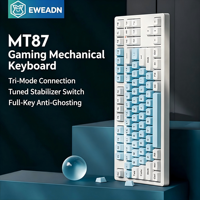 EWEADN MT87 87 Tuşlar TKL Mekanik Klavye 2.4G Kablosuz Beyaz Klavye Tuşları Oyun Ofis Klavyesi PC Dizüstü Telefon Tablet için