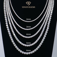 Collier de tennis 2mm 3mm 4mm 5mm Moissanite plaqué argent 925 or blanc/jaune-Design classique pour femme, adapté à tout le monde