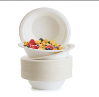 Vaisselle jetable en bagasse biodégradable robuste, bols alimentaires en canne à sucre pour cantine scolaire, restauration de bureau, bol de 12 oz