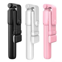 Perche à selfie rotative et réglable R1S 3-en-1 avec trépied, lumière d'appoint LED et télécommande pour diffusion en direct sur téléphone