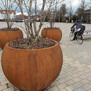 Maceta de jardín Popular en Europa, esferas geométricas para exteriores, globo de acero Corten, macetas para árboles, bloque de jardín, decoración verde - Product Image 3