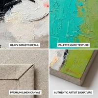 Peinture à l'huile sur toile, peinte à la main, personnalisée, carrée, verte, texture épaisse, couteau à palette, art de chat de compagnie pour la décoration du salon
