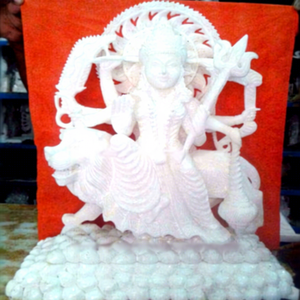Estatua de Durga Maa de mármol blanco pulido a mano con superficie brillante, estilo moderno y de alta calidad - Product Image 1