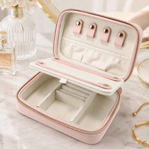 Women PU Leather Cosmetic Case Women <b>Makeup</b> Organizer <b>Box</b> Travel Beauty Bag Double Zipper Storage Pouch with Structured Shape - Product Image 3