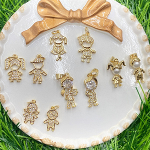 Colgantes de Niño y Niña Chapados en Oro de 18K con Corazón y Piedra de Nacimiento de Circonita Cúbica para la Creación de Joyas DIY (Collares y Pulseras) - Product Image 4