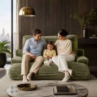 Modulares Sektionales Stoffsofa-Set mit Liegefunktion in Warmgrau, Komfortabel zum Hinlegen, Modernes Sofa für Apartments und Villen-Wohnzimmer