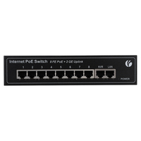 Conmutadores PoE VCOM de 8 Puertos, 2 GE Uplink, 1000M Gigabit, 10Gbps, Conmutador de Red No Administrado para Controlar Cámaras CCTV