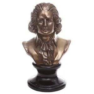Mão Esculpida Resina Compositor Mozart Busto Estátua Decor Desk
