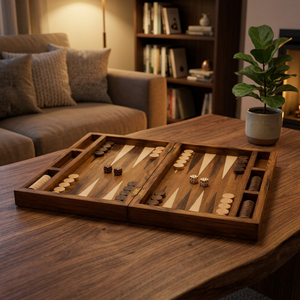 Mango Wood Rectangle Folding <b>Backgammon</b> <b>Set</b> | Handcrafted Eco-friendly Durable Board Game (Wholesale) - Product Image 2