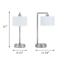 Lampe de chevet de luxe en tissu nickel brossé, lampe de nuit moderne, lampe de table d'hôtel avec port USB