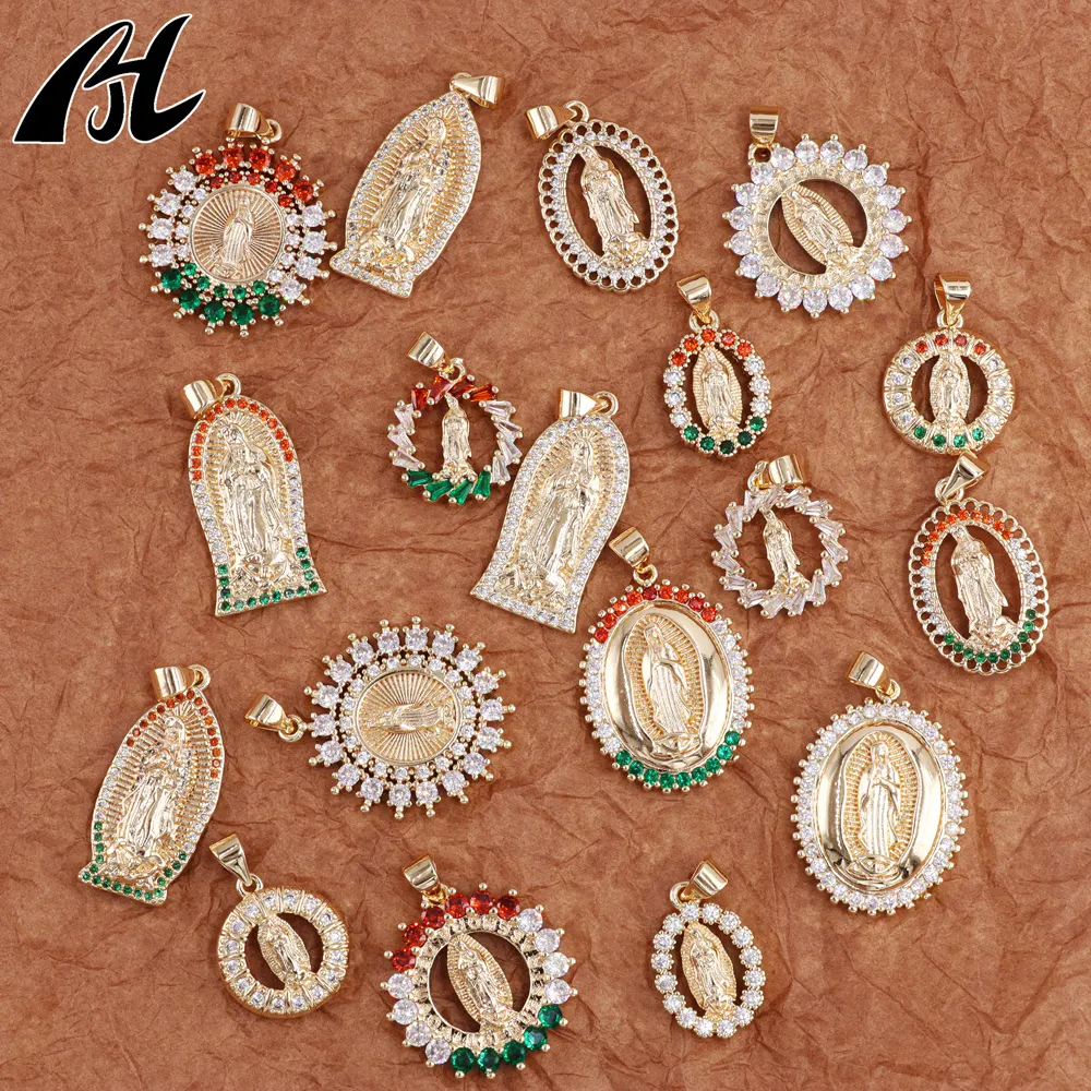 Mode Bedels Joyeria Religiosa Sieraden Femme Glanzend Geen Vervaagde Accessoires Christelijke Heilige Maagd Mary Guadalupe Hanger