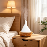 Diffuseur d'arômes ultrasonique à grain de bois 200 ml, 9 W, faible consommation, lumière LED 7 couleurs, humidificateur d'huiles essentielles pour chambre à coucher