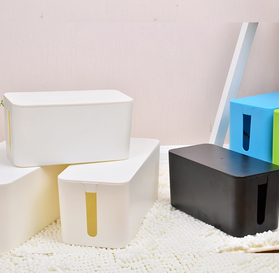 Multifunction Plastic Cable Management Box Detachable Portable Rectangle Storage Organiser for Data Cables Sockets Bathroom Use