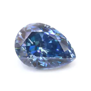 wholesale Jewelry moissanite factory shaped royal blue pear moissanite diamond stone with certificate