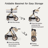 Poussette bébé pliable à une main en aluminium, avec grandes roues antichoc en alliage, fabriquée en Chine, en lin de luxe, design haut de gamme