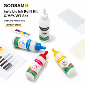 Goosam 100ML <b>Refill</b> Kit UV Fluorescent Invisible <b>Ink</b> C M Y WT Compatible with Epson DX5 DX7 Security <b>Printer</b> Wholesale - Product Image 1