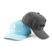 Gorra de Béisbol/Golf de 5 Paneles con Logotipo Bordado en 3D Personalizado, Oxford Dobby, Perforada con Corte Láser, Deportiva, 100% Poliéster