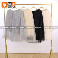 Rok Wanita Bekas Campuran Bahan Mesh, Tulle, dan Rajut, Ukuran Midi, Kondisi Bersih,  Geryon Vintage Summer Adults,  Grosir,  Ekspor,  Dalam Bale