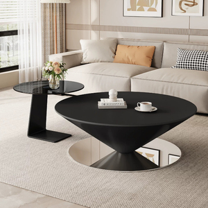 <span class=keywords><strong>Table</strong></span> basse géométrique artistique, <span class=keywords><strong>table</strong></span> cône en métal noir mat avec plateau en verre trempé, <span class=keywords><strong>table</strong></span> d'appoint pour la maison et l'appartement - Product Image 3