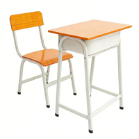 Bureau d'école robuste avec tiroir grande capacité et crochet pour casquette, pieds en métal chromé, mobilier étudiant pour l'université