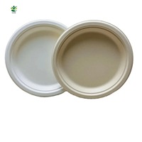 Vente en gros 100% assiettes jetables compostables biodégradables bagasse canne à sucre 9 pouces de pâte à papier de canne à sucre plat de fête de qualité alimentaire