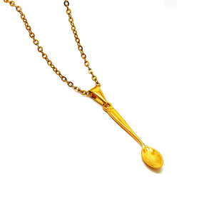 Set 4 Collane Con Ciondolo A Forma Di Cucchiaio Vintage – Colori Oro, Argento, Oro Rosa E Nero – Gioielli Divertenti E Originali Per Feste