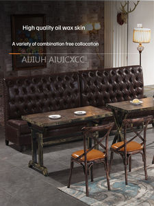 Banquette de restaurant personnalisée en cuir noir de style rétro, banquette haut de gamme pour café, club, restaurant, canapé - Product Image 5