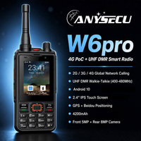Anysecu W6 Pro 4G PoC UHF DMR Talkie-walkie Android 10 GPS Beidou 4200mAh 2+16G Double Mode Intelligent IP6 Radio Bidirectionnelle 2.4 Pouces