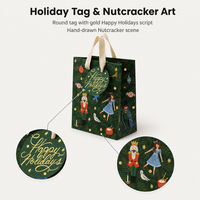 Sac cadeau de Noël personnalisé CBP - Taille personnalisée - Sac cadeau en papier sur le thème du casse-noisette avec poignées en tissu et étiquette cadeau