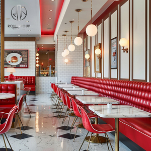 Conjunto de Muebles para Cafetería, Restaurante o Comercio: Sofá, Sillas y Mesa de Mármol para Comedor - Product Image 6