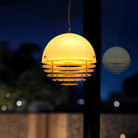Lustre de restaurant Sunset, table de bar mi-siècle, table à manger, luminaire suspendu LED réglable en hauteur en acrylique orange Bauhaus