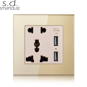Enchufe Universal de 5 Pines, 10A, Compatible con WIFI, Panel de Vidrio, Enchufe Eléctrico Múltiple de Pared con 2 Puertos USB - Product Image 3