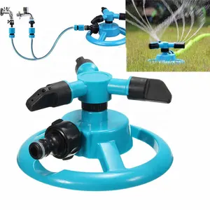 Azul jardín rociadores de agua duradero Rotary tres brazo de rociadores de agua de 360 grados giratoria automática sistema de rociadores de agua