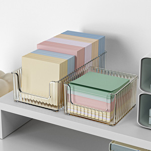 Transparent Desktop Storage Box Rectangle Stackable Office Organizer For <b>Memo</b> <b>Pad</b> Stationery Clear PET Material W323 Series - Product Image 3