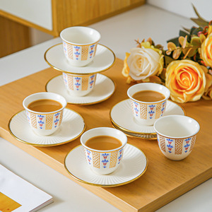 Ceramic Coffee Cup <b>Set</b> Porcelain Floral Design Oriental Style Luxury Retro Tea Party Drinkware <b>Mugs</b> With Saucers - Product Image 1