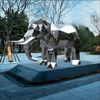 Statues d'éléphant Sculpture en acier inoxydable Sculpture d'éléphant en cercle Sculpture d'éléphant en acier inoxydable à vendre