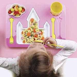 Pink Princess Castle <strong>Children's</strong> Melamine Dinner <strong>Plate</strong> 7-piece <strong>Set</strong> Cartoon Theme Western Restaurant Dinner Bowl Removable Gift - Product Image 4