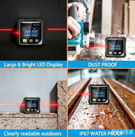 Inclinomètre numérique à double laser rechargeable avec rétroéclairage LCD, aimant sur 4 côtés, rotation automatique pour la construction et les travaux d'ingénierie civile