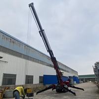 Mini-grue araignée de 5 tonnes en stock, 360° °   Rotation complète pour mur rideau de centre commercial, télécommande sans fil proportionnelle et fluide