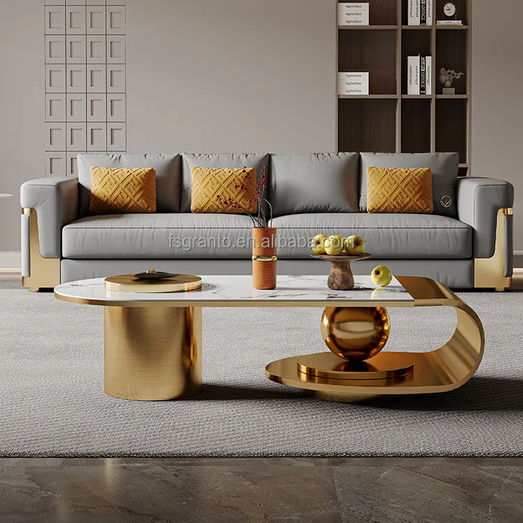 가벼운 호화스러운 가정 거실 가구 금속 커피용 탁자 대리석 센터 테이블
