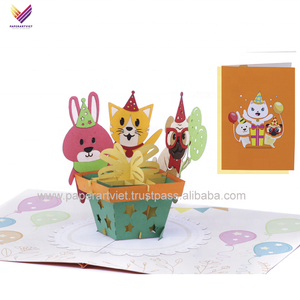 Boîtes de cartes d'animaux pop-up 3D de haute qualité cartes de voeux et de mariage/invitation en papier faites à la main fabriquées en papier - Product Image 6