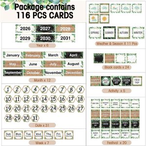 Juego de calendarios de bolsillo para el aula, pequeños, de plástico, de diseño moderno estilo granja, para la gestión del tiempo, para el regreso a clases - Product Image 3